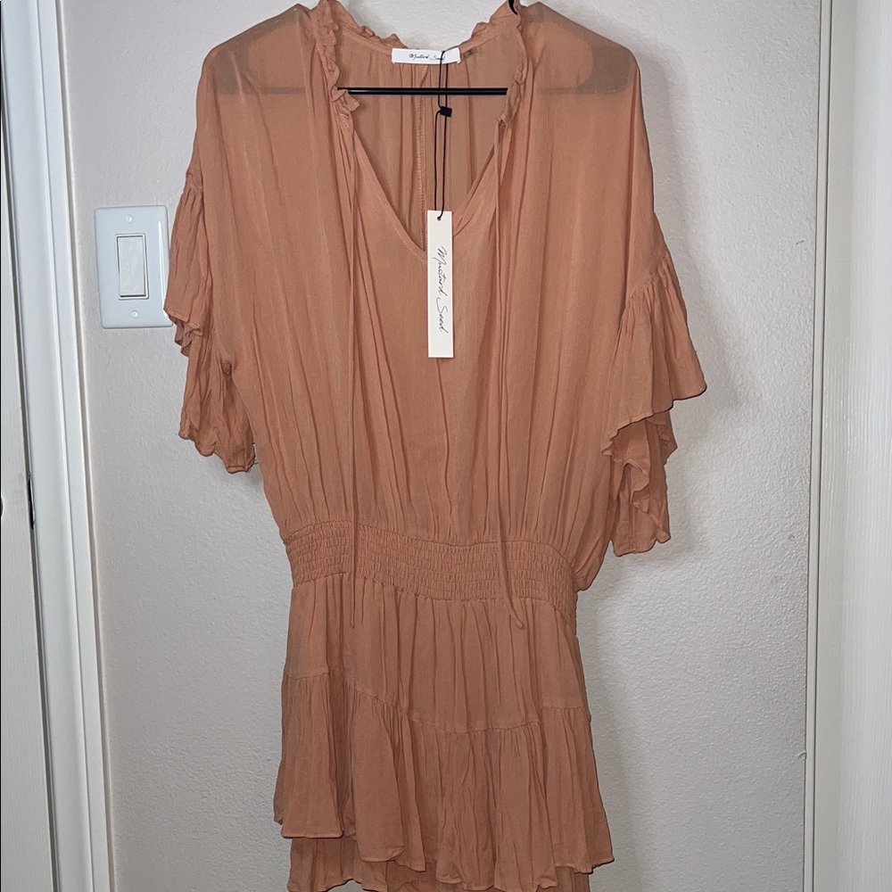 Mustard Seed Peach Ruffled Dress